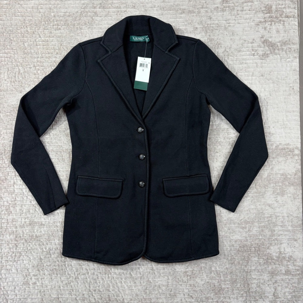 Lauren Ralph Lauren Black Knit Blazer Jacket Womens Small SP NWT 200766190002